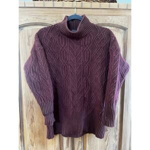 Pendleton Wool women’s Chunky Cable Knit Mock neck Sweater Burgundy Size L